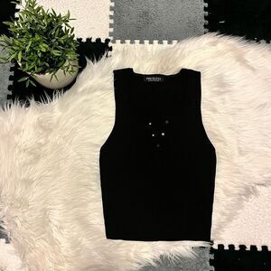 NWOT Priceless Black Ribbed Crop Tank Top